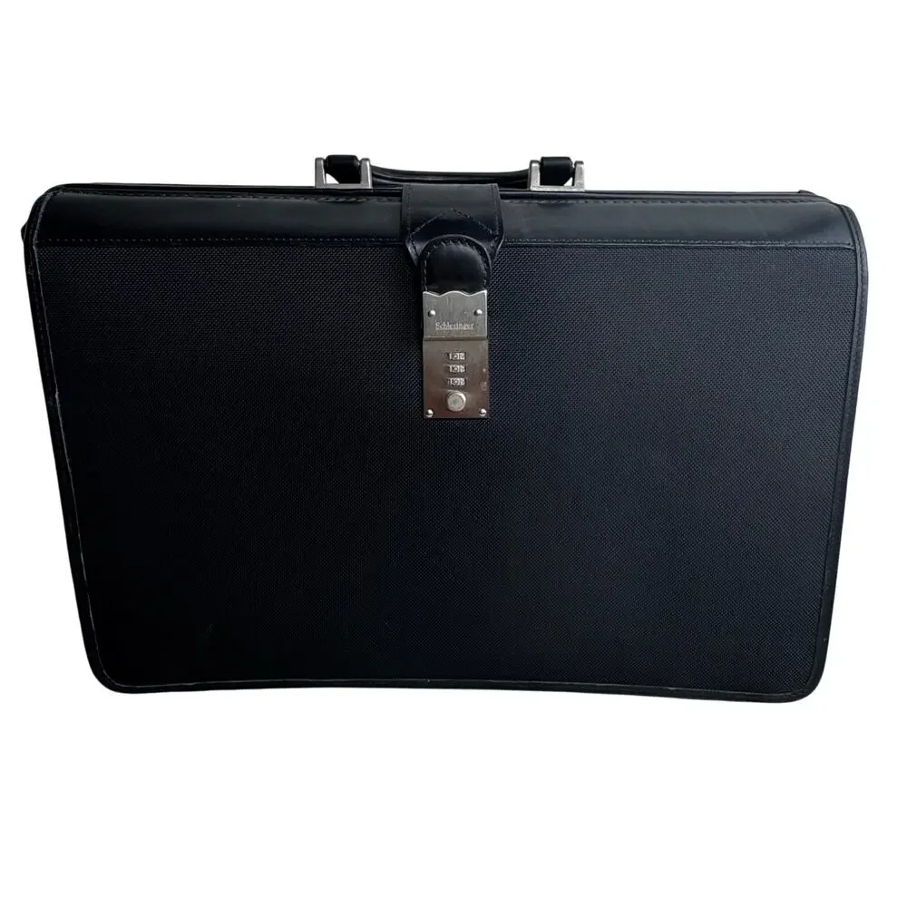 Schlesinger Black Leather Trim Attache Briefcase Combination Locking File Doctor